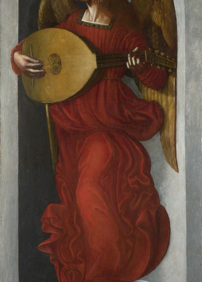 Leonardo Da Vinci An Angel In Red With A Lute painting Default Title