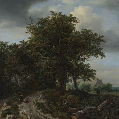 Jacob van Ruisdael, A Road winding between Trees towards a Distant Cottage Default Title
