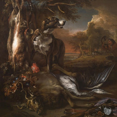 Jan Weenix, A Deerhound with Dead Game and Implements of the Chase Default Title
