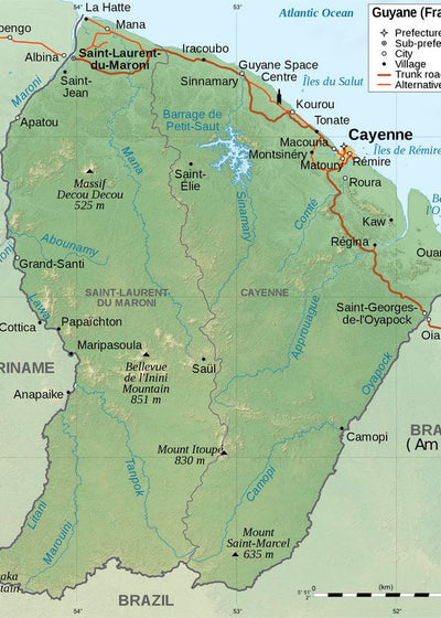 Mape Francuske Gvajane prikaz puteva i gradova Default Title