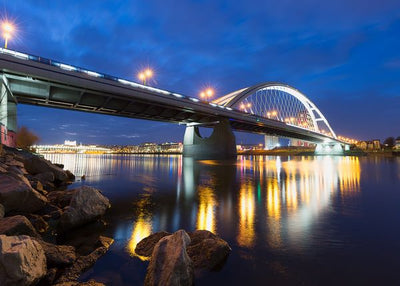 Gradski most nocu bela osvetljenost Default Title