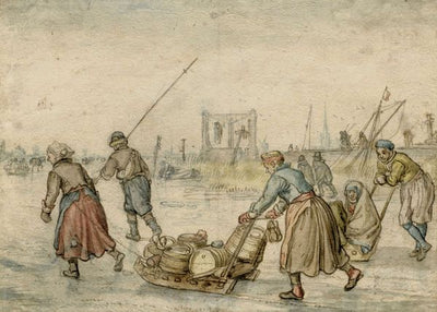 Avercamp, Hendrick, Peasants and runners on skates on ice Default Title