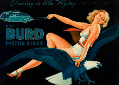 Driving is like flying, burd piston rings ad illustration Default Title