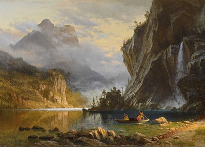 Albert Bierstadt, Indians Spear Fishing painting Default Title