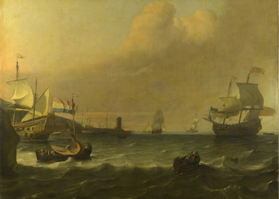 Ludolf Bakhuizen, Dutch Men of war entering a Mediterranean Port Default Title
