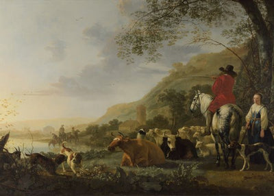 Aelbert Cuyp, A Hilly Landscape with Figures Default Title