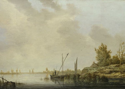 Aelbert Cuyp, A River Scene with Distant Windmills Default Title