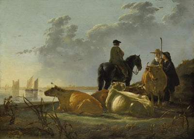 Aelbert Cuyp, Peasants and Cattle by the River Merwede Default Title
