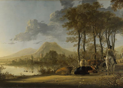 Aelbert Cuyp, River Landscape with Horseman and Peasants Default Title