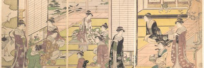 Chobunsai, Triptych Festival In The Noble Estate Women Compose Poems Default Title
