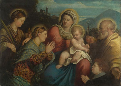 Giovanni Cariani, The Holy Family with Saints and a Donor Default Title