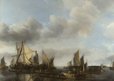 Jan van de Cappelle, A River Scene with a Large Ferry Default Title