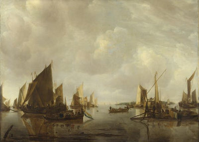 Jan van de Cappelle, A River Scene with Dutch Vessels Becalmed Default Title