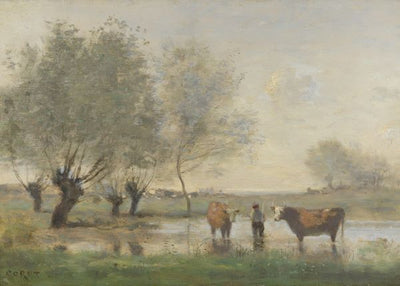 Jean Baptiste Camille Corot, Cows in a Marshy Landscape Default Title