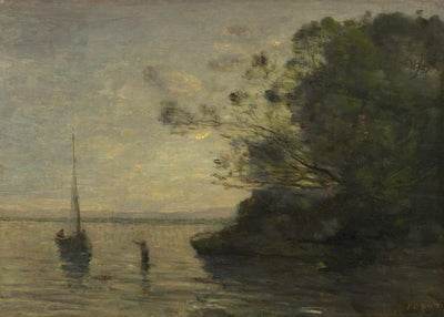 Jean Baptiste Camille Corot, Evening on the Lake Default Title