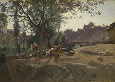 Jean Baptiste Camille Corot, Peasants under the Trees at Dawn Default Title