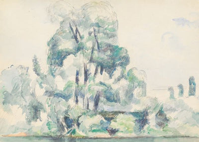 Paul Cezanne, A Stand of Trees along a River Bank Default Title