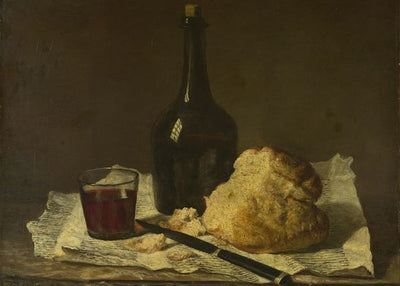 Jean Simeon Chardin, Still Life with Bottle, Glass and Loaf Default Title