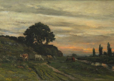 Charles Francois Daubigny, Landscape with Cattle by a Stream Default Title