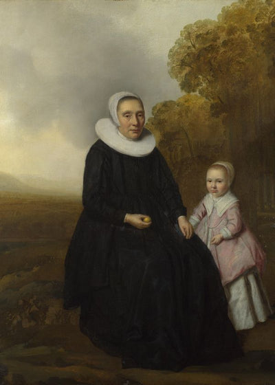 Dutch Portrait of a Seated Woman and a Girl in a Landscape Default Title