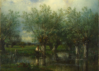 Jules Louis Dupre, Willows, with a Man Fishing Default Title