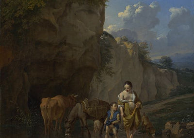 Karel Dujardin, A Woman and a Boy with Animals at a Ford Default Title