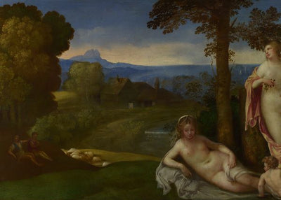 Giorgione, Nymphs and Children in a Landscape with Shepherds Default Title
