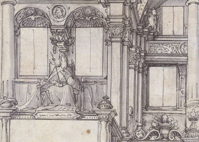 Hans Holbein The Younger, Design For A Facade Painting With Enthroned Emperor Default Title