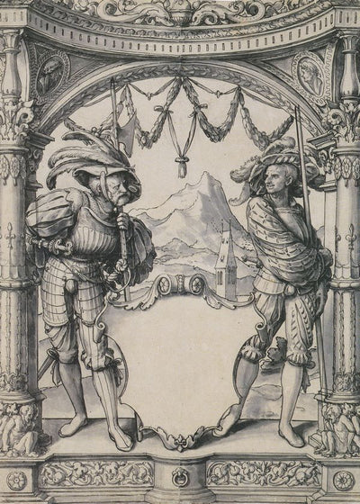 Hans Holbein The Younger Two Swiss Mercenaries Design For A Stained Glass Window Workshop Of Hans Holbein The Younger Default Title