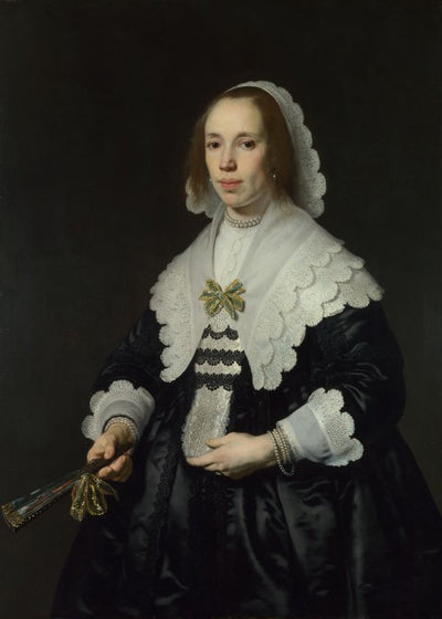 Bartholomeus van der Helst Portrait of a Lady in Black Satin with a Fan Default Title