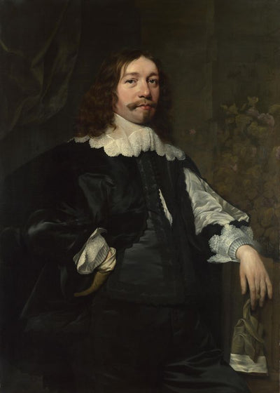 Bartholomeus van der Helst Portrait of a Man in Black holding a Glove Default Title