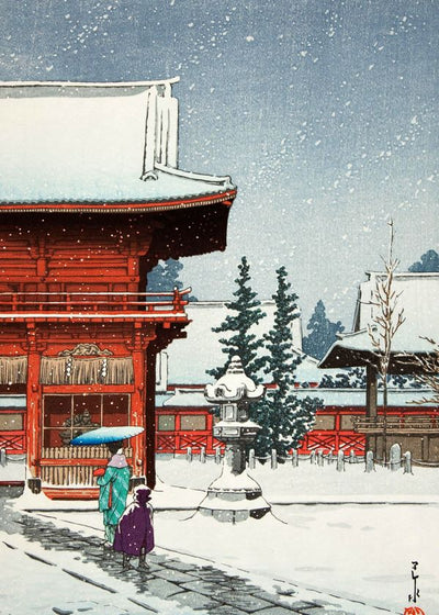 Hasui Kawase Snow at the entrance of Benten Shrine Default Title
