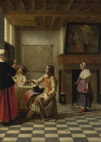 Pieter de Hooch A Woman Drinking with Two Men Default Title