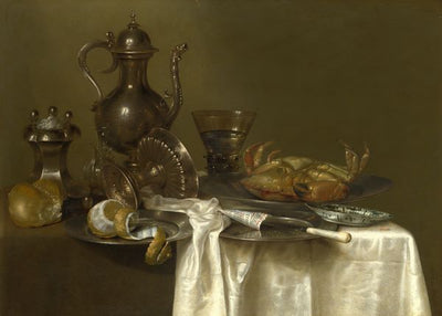 Willem Claesz Heda, Still Life, Pewter and Silver Vessels and a Crab Default Title