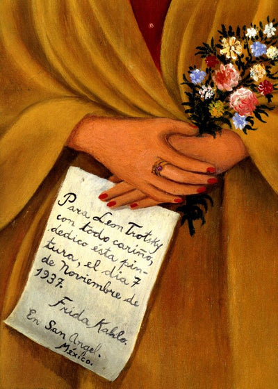 Frida Kahlo Self portrait dedicated to Leon Troski or Between the Curtains painting Default Title