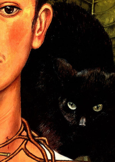 Frida Kahlo Self portrait with the collar of spines detail the Cat Default Title