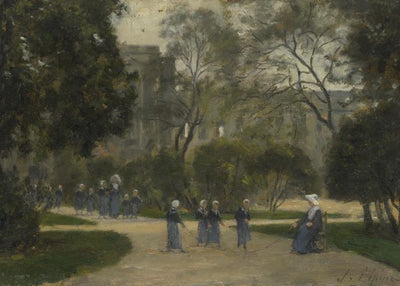 Stanislas Victor Edmond Lepine, Nuns and Schoolgirls in the Tuileries Gardens, Paris Default Title