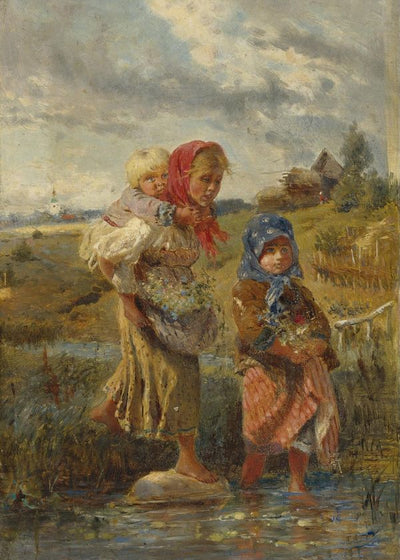 Konstantin Makovsky Children Crossing A Brook Default Title