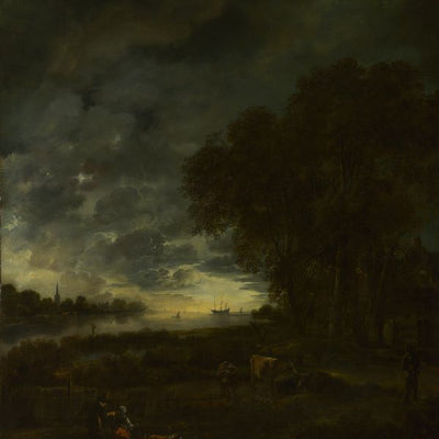 Aert van der Neer, A Landscape with a River at Evening Default Title