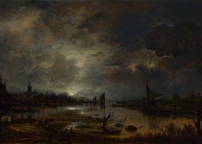 Aert van der Neer, A River near a Town, by Moonlight Default Title