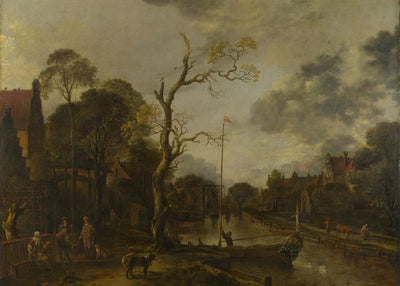 Aert van der Neer, A View along a River near a Village at Evening Default Title