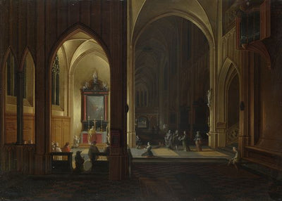 Pieter Neeffs the Elder and Bonaventura Peeters the Elder, An Evening Service in a Church Default Title
