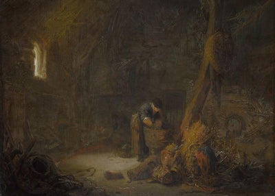 Isack van Ostade, The Interior of a Barn with Two Peasants Default Title