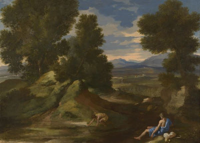 Nicolas Poussin, Landscape with a Man scooping Water from a Stream Default Title