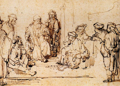 1634 Rembrandt Detail Jacob et ses fils Jacob and his sons Dessin Plume et encre brune, rehauts de blac Default Title