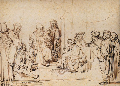 1634 Rembrandt Jacob et ses fils Jacob and his sons, Dessin, Plume et encre brune, rehauts de blac Default Title