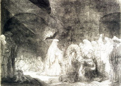 1639 Rembrandt The Song of Simeon, Simeon welcoming the Child Jesus in the Temple Drawing etching and dry first state peak Default Title