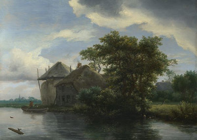 Jacob van Ruisdael, A Cottage and a Hayrick by a River Default Title
