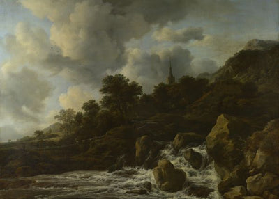 Jacob van Ruisdael, A Waterfall at the Foot of a Hill, near a Village Default Title