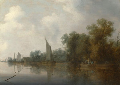 Salomon Jacobsz van Ruysdael, A River with Fishermen drawing a Net Default Title